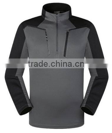 2016 New Long Sleeve Zipper Collar Jerseyes Climbing Hiking Running Camping T-shirt