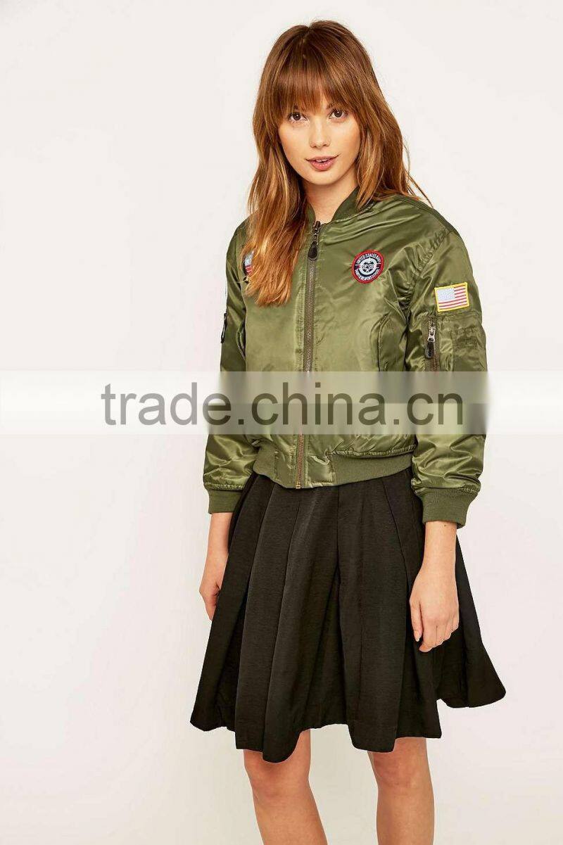 Urban Renewal Vintage Surplus MA1 Green Custom Winter Plain Bomber Jacket