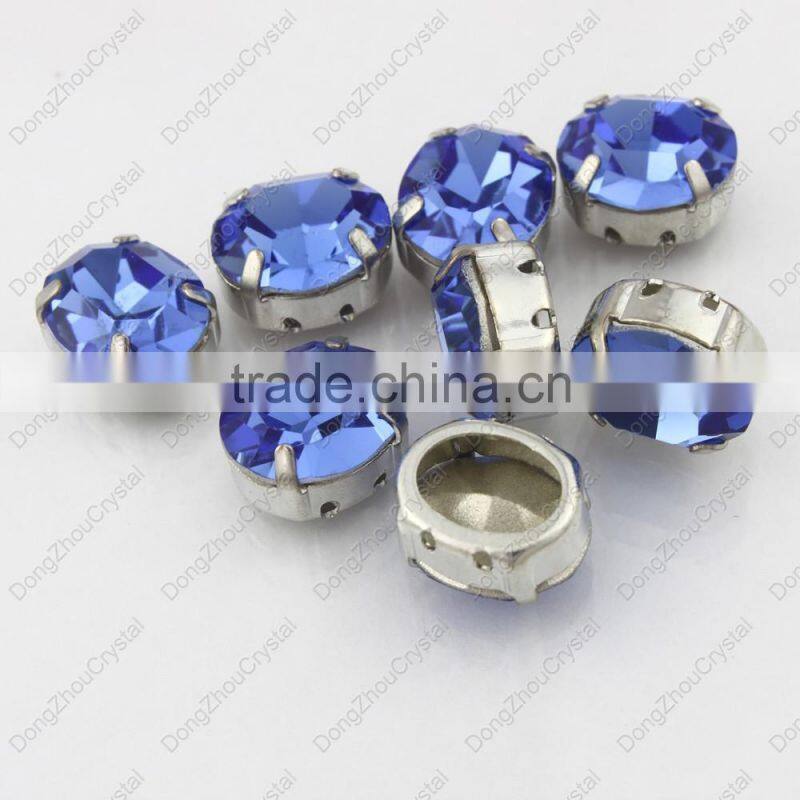 DZ-3022 wholesale price decorative capri blue oval crystal rhinestone for wedding dress