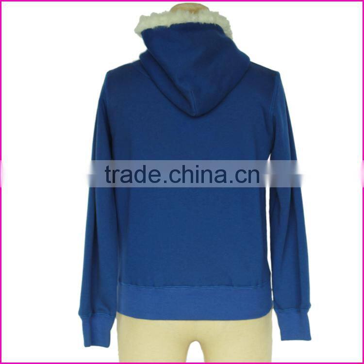 Wholesale purple color and plain high quality women velvet hoodies