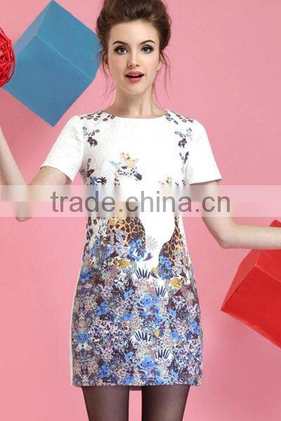 HD-D121 elegant women embossed fashion OL dress/casual ladies dress