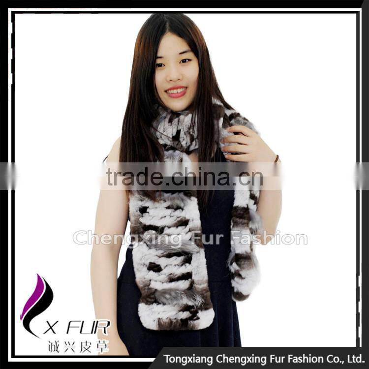 CX-S-55A Hot Sale Genuine Rex Rabbit Fur Winter Fashion Fur Scarf