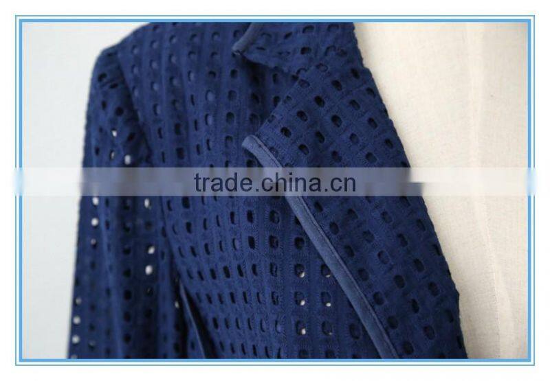 Organic 100% Cotton Eyelet Embroidery Business Suits Lady Church Suits
