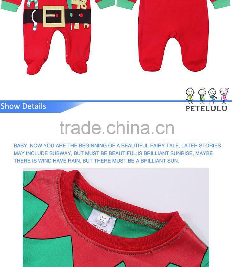 Red Green Father Christmas Footed Baby Christmas Romper Wholesale