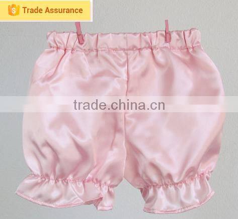 Wholesale children's boutique clothing baby girls plain pink ruffle shorts pant baby girl bloomers