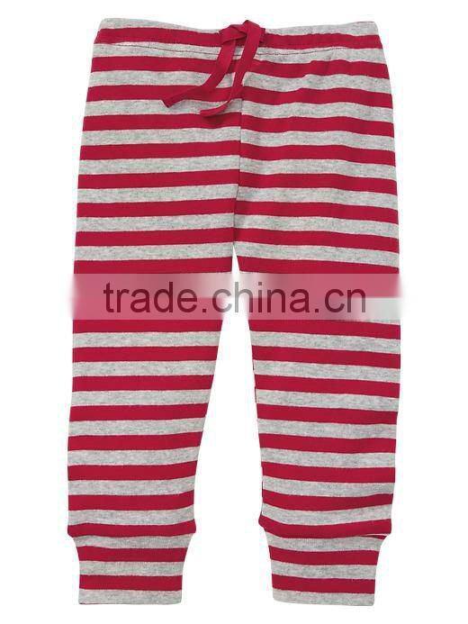 BOYS COTTON STRIPED PANT WITH SOLID WAIST BAND & CUFFS