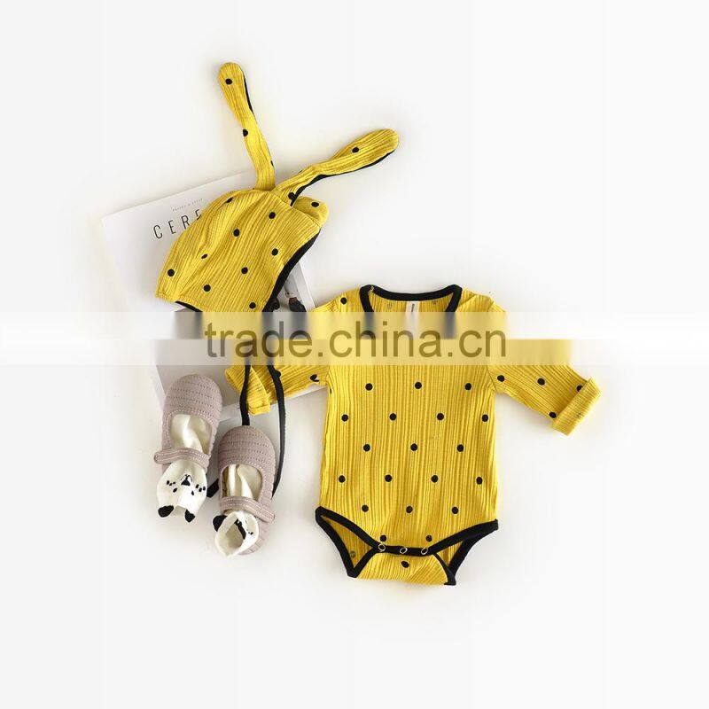 S60662B 2017 Child Playsuit Baby Romper Dot Send Ears Hat Baby Girl Clothes