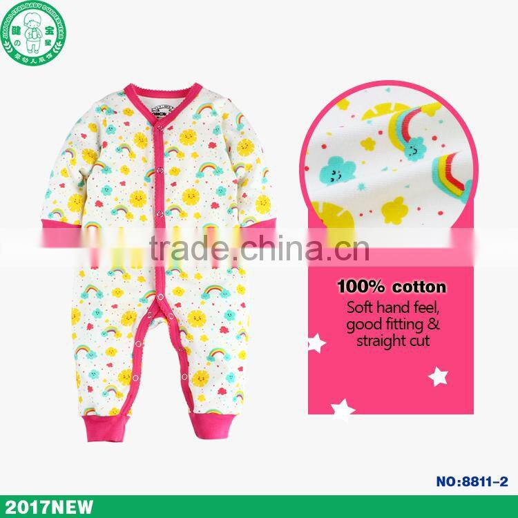 New design colorful baby girl bodysuit unique baby jumpsuit cotton romper