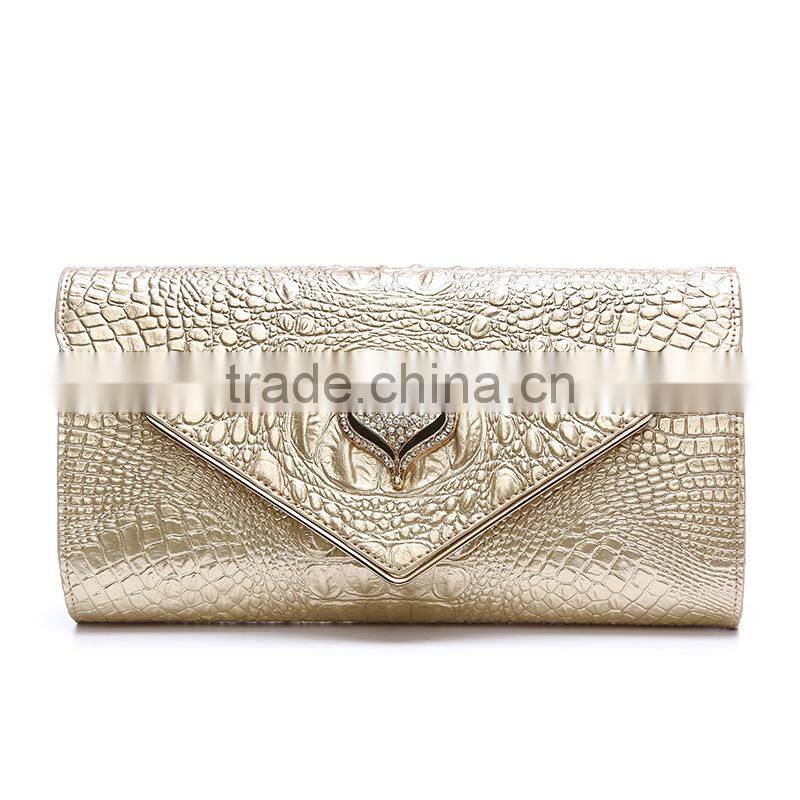 High Quality Lady Genuine Real Crocodile Embossed Designer Clutch Bag For Women