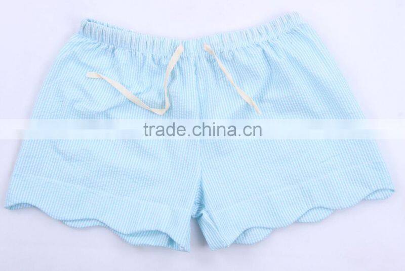 New Arrival Fashionable Scalloped Monogrammed Seersucker Shorts