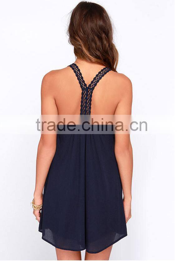 Fashion V-neck Midi Party Dress Lace Crochet Dress