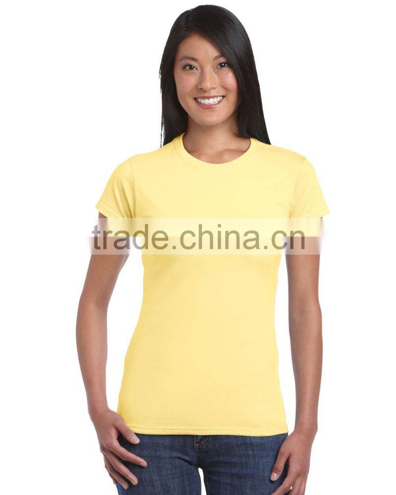 wholesale good quality pure cotton bulk women round neck plain t shirt