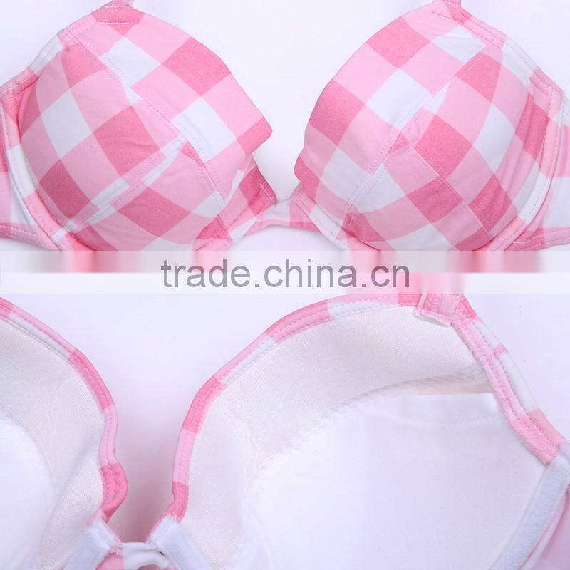 Sexy Nylon Material mature Women Bikini Padded Bra pink