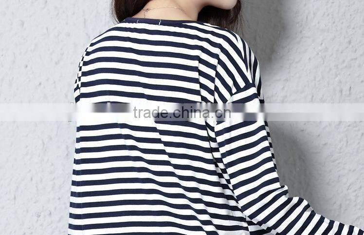 Autumn T-shirt, maternity T-shirt, big size T-shirt, long sleeve stripe T-shirt