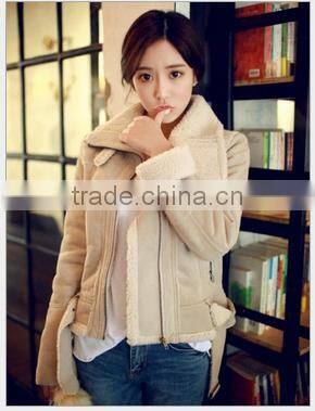 High Quality Custom Sheep Skin Bomber Leather Jacket With Hot Fur Collar