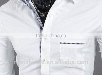 men's stylish contrast color slim fit oxofrd formal shirt