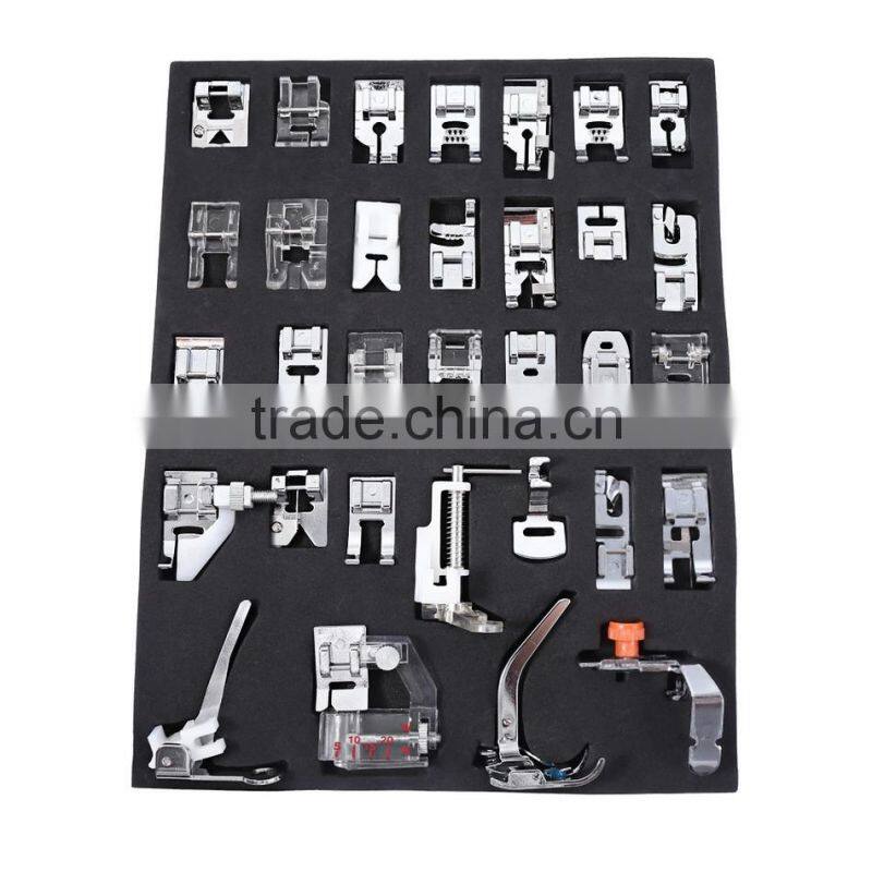 32 PCS Domestic Sewing Machine Braiding Blind Stitch Darning Presser Foot Feet Kit Set With Box Snap On For Brother Singer Set
