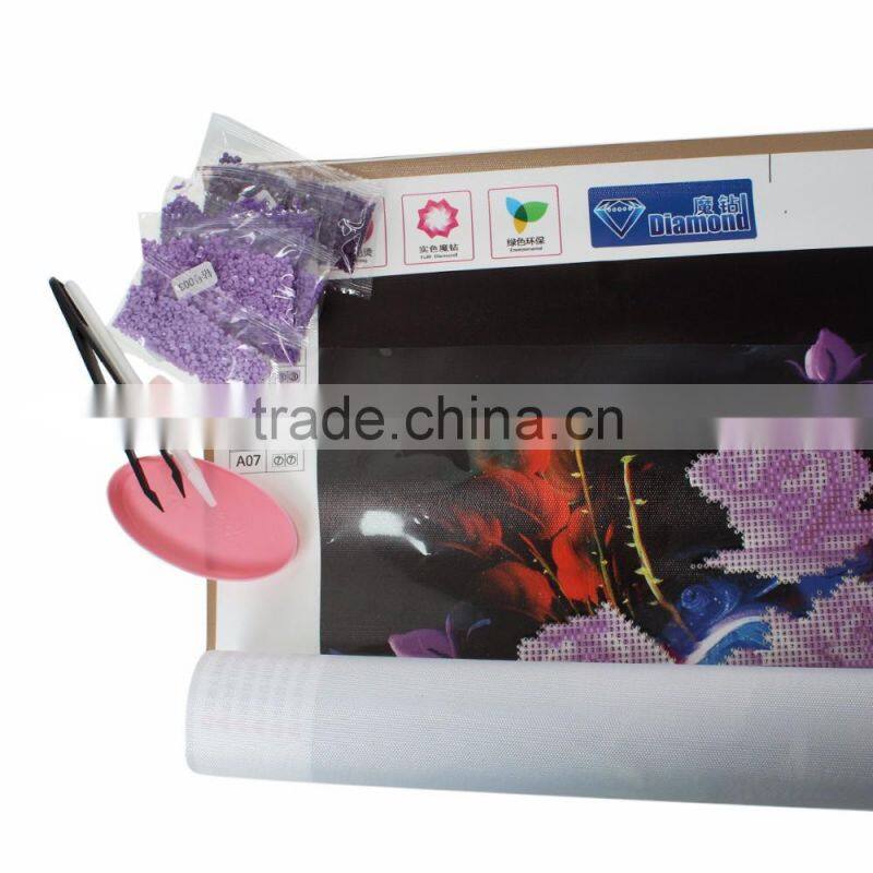 Handmade Purple Flower Pattern Embroidery Diamond Painting DIY 3D Kit Cross Stitch