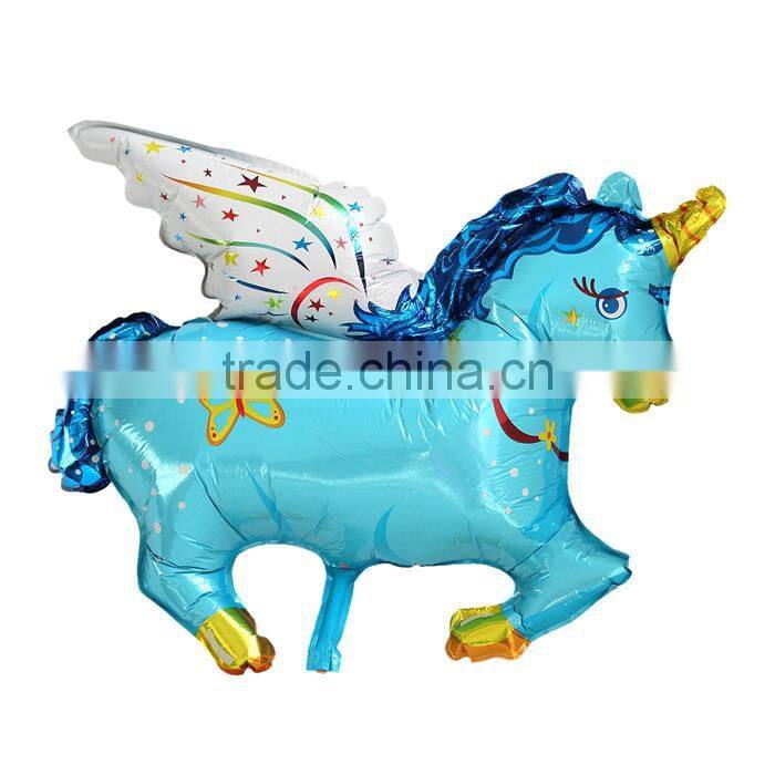 Aluminium Foil Balloons Party Decoration Unicorn Pegasus Blue Butterfly Pattern