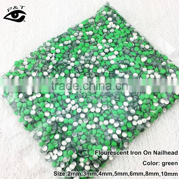 Flat back neon purple color iron on nailhead metal studs for nail art clothing DIY crafts