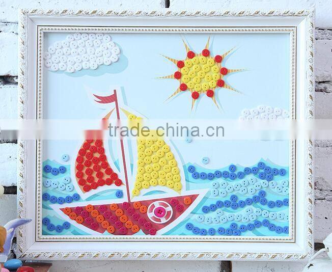 Children diy button picture handmade button stickers craft creative toys for kindergarten kids