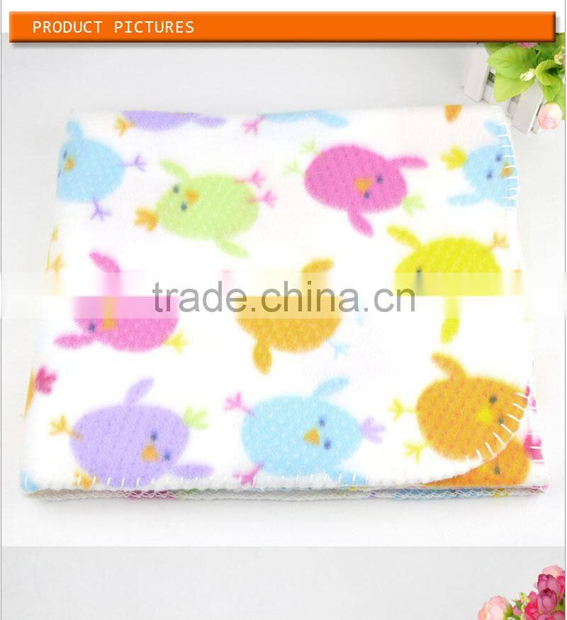 100% polyester satin trim teddy bear printed microfiber polar fleece baby blanket