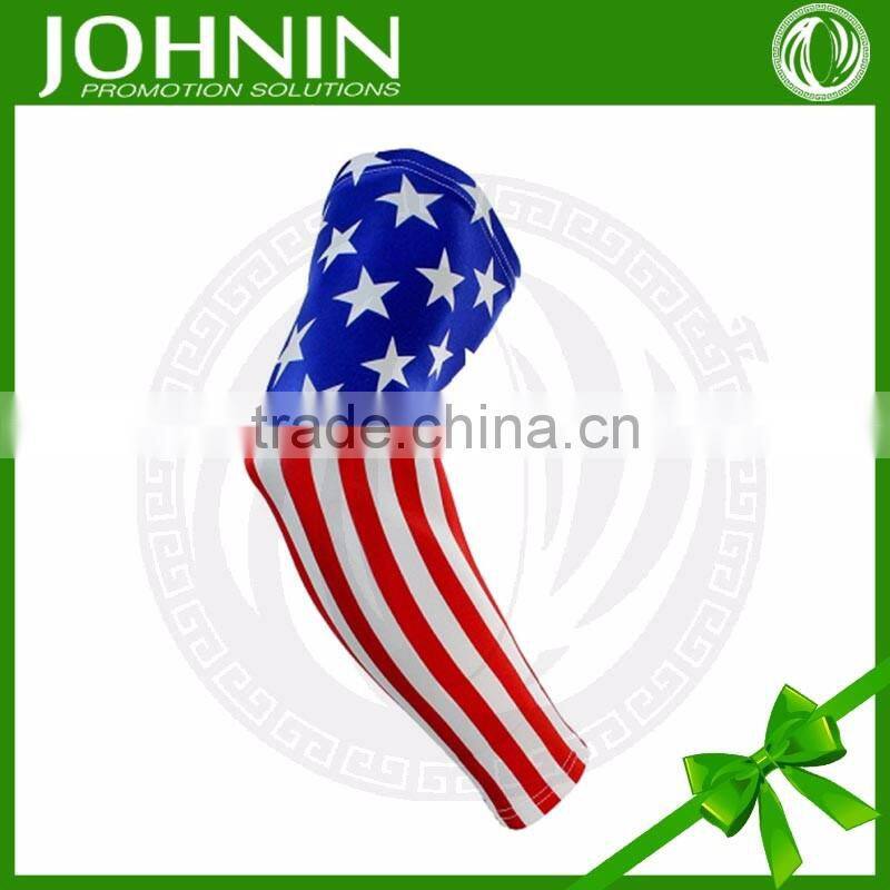 High Spandex Knitting Fabric Free Design Sport Arm Custom Sleeve Flag