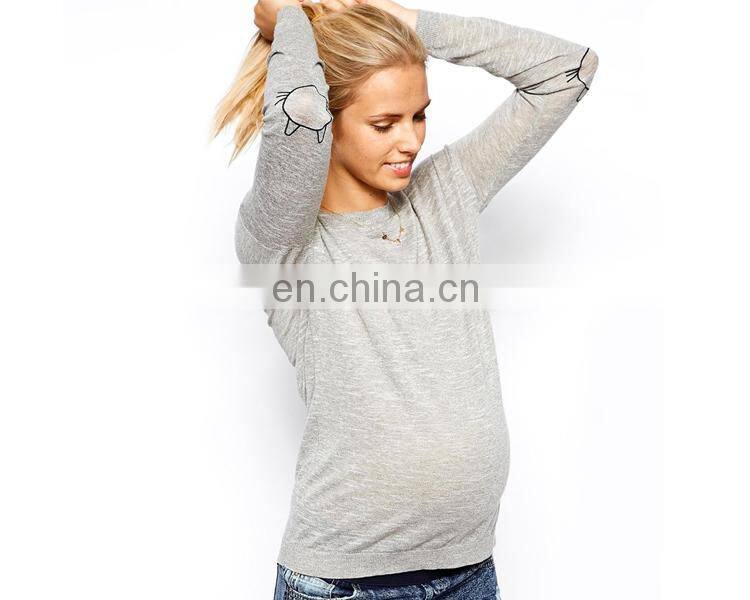 Round neck spring cotton maternity top