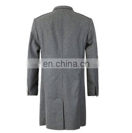 Contrast Design Classic Three Buttons Full Length Gray Overcoat Wool Cashmere Men