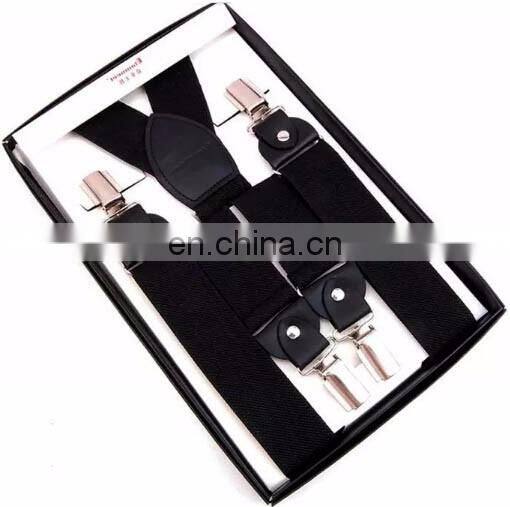 wholesale yiwu high quality 3.5cm Mens elastic X-back adjustable clip-on suspenders