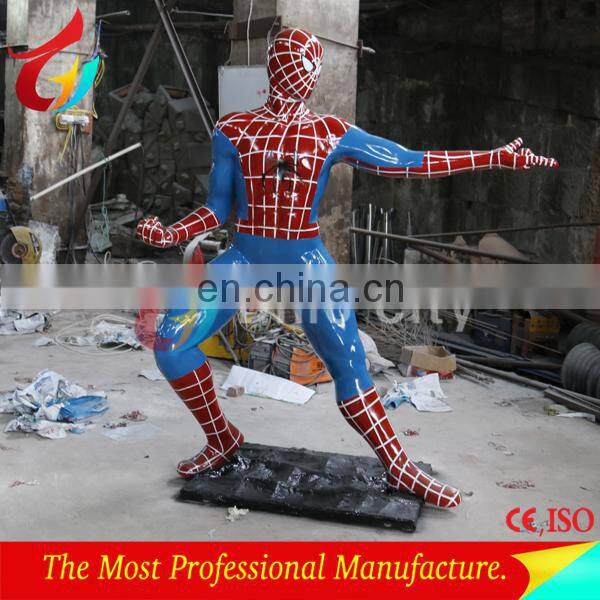 High Quality Superhero Charactor Life Size Spiderman Fiberglass Statue