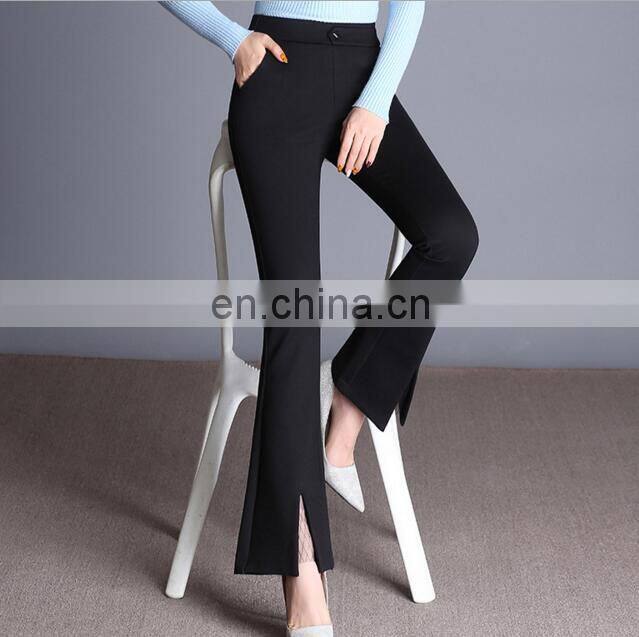 OEM service trousers Stretch leggings pants bell-bottoms lace hem formal pants for younger girl
