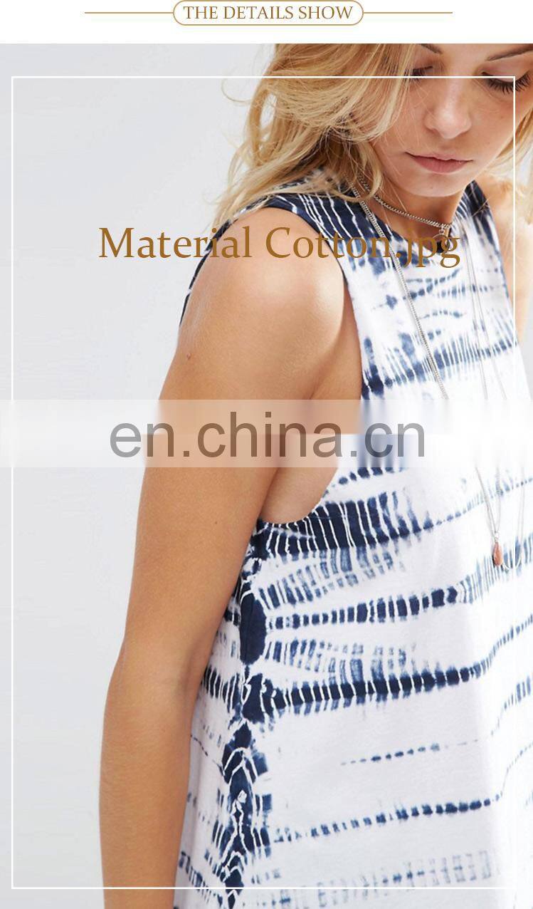 Fashion summer sleeveless curved hem cotton t shirt womens tank top