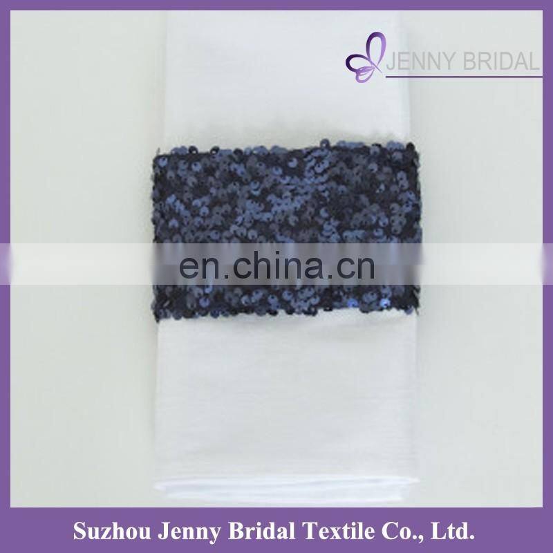 NP020E navy blue sequin decoration custom napkin bands