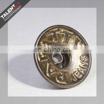 custom private brand name logo metal jeans button for clothing
