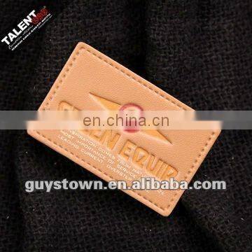 custom PU leather private brand logo patch for jeans label