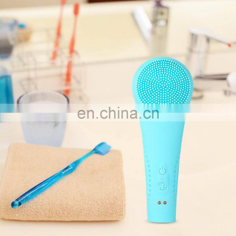Electronic Facial Cleaner and Massager Brush Waterproof Silicone Colorful Lights with Multi Adjustable Speeds