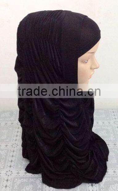 A593 Newest design solid color ruffle TWO Pieces HIJAB