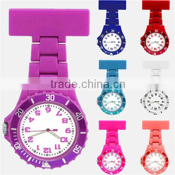 Round face rubber fob nurse watch with multiple colors, pin nurse watch, plastic nurse watch