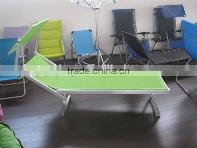 Red Aluminium folding bed with sunshade, sun chaise loungers HQ-8007F