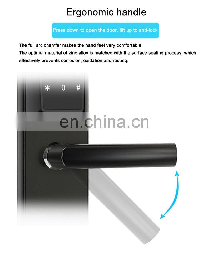 Display Handle Hotel Keyless High Security Smart Door Lock Fingerprint