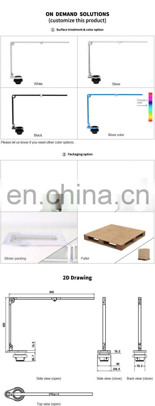 Adjustable lamp with Socket and USB charger for Table top