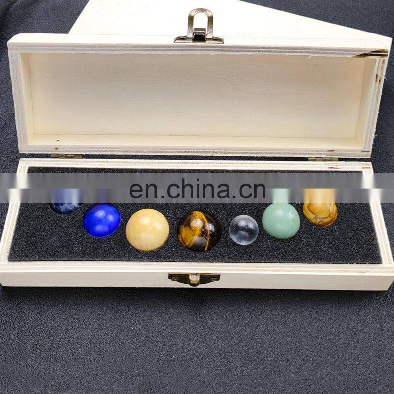 Semi-Precious Stone Crafts Gift Set Semi Precious Stones Crystal Ball Sphere Planet Stone Set Gift Box
