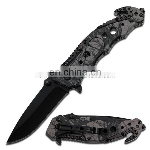 whole black coated stainless steel knife with aluminum handle