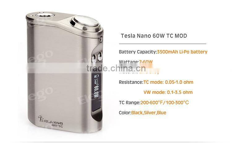 Fast Shipping 3500 mAh Tesla Nano 60W TC MOD Tesla Battery wholesale