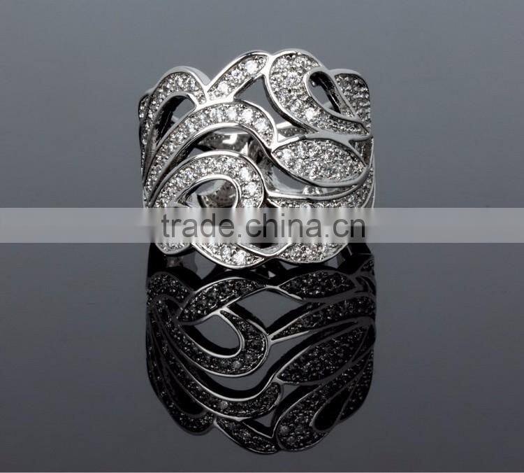 Latest Design Party Dress Cubic Zirconia Chunky Big Size Women Gold Wedding Ring