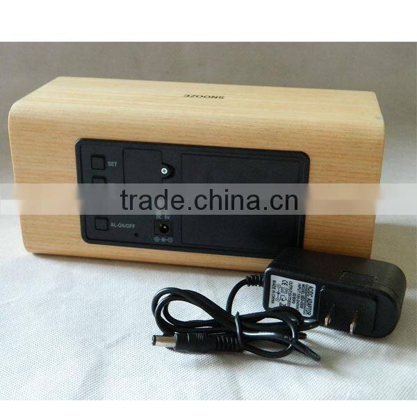 Modern design square LED digital wooden clock with Calendar