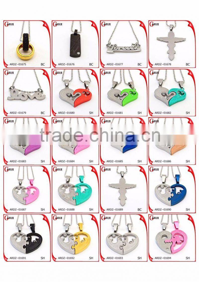 Stainless steel jewelry 520 broken heart pendant couple half heart pendants