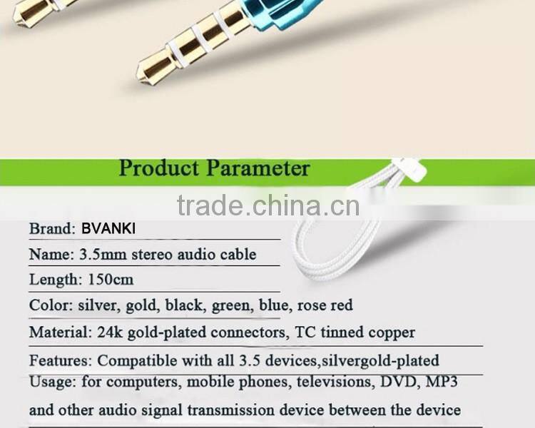 2016 best selling products Factory direct 3.5mm stereo male to male audio aux cable free samples