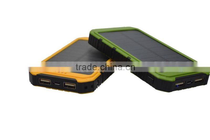 Travel dual usb solar charger powerbank 10000mah